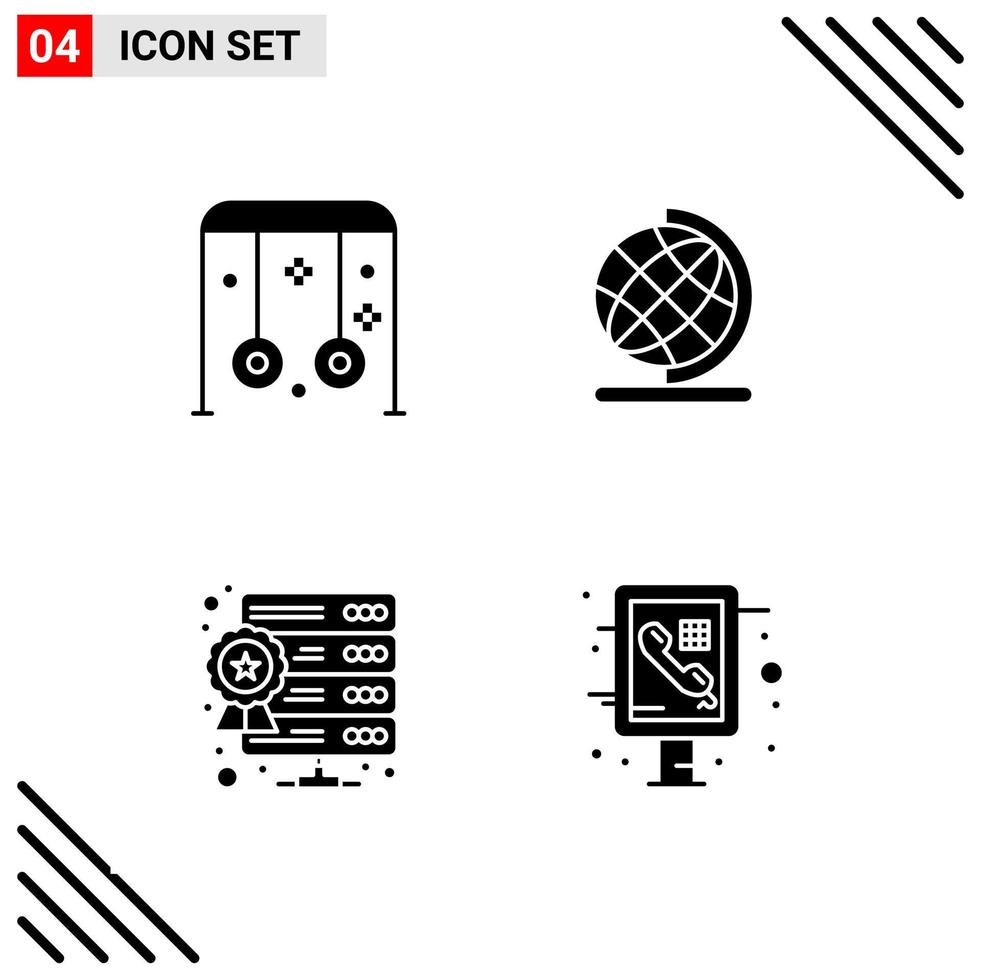 Pixle Perfect Set of 4 Solid Icons Glyph Icon Set for Webite Designing and Mobile Applications Interface vector