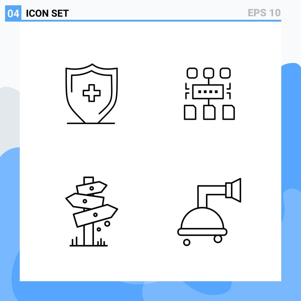 iconos de estilo moderno de 4 líneas delinean símbolos para uso general signo de icono de línea creativa aislado en fondo blanco paquete de 4 iconos vector