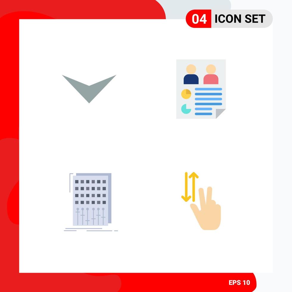 Modern Set of 4 Flat Icons Pictograph of arrow control data report mixer Editable Vector Design Elements