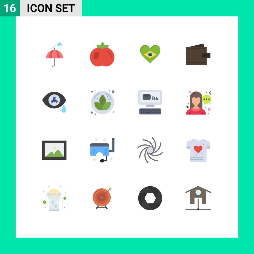 Modern Set of 16 Flat Colors Pictograph of mutation user heart interface business Editable Pack of Creative Vector Design Elements
