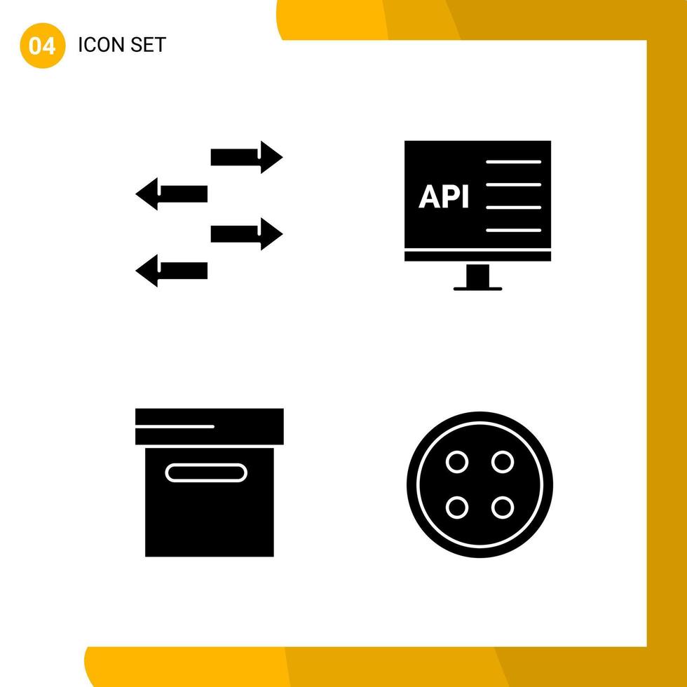 4 Icon Set Solid Style Icon Pack Glyph Symbols isolated on White Backgound for Responsive Website Designing vector