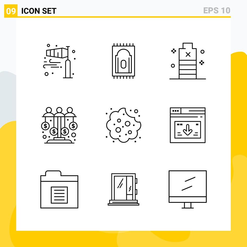 Collection of 9 Universal Line Icons Icon Set for Web and Mobile vector