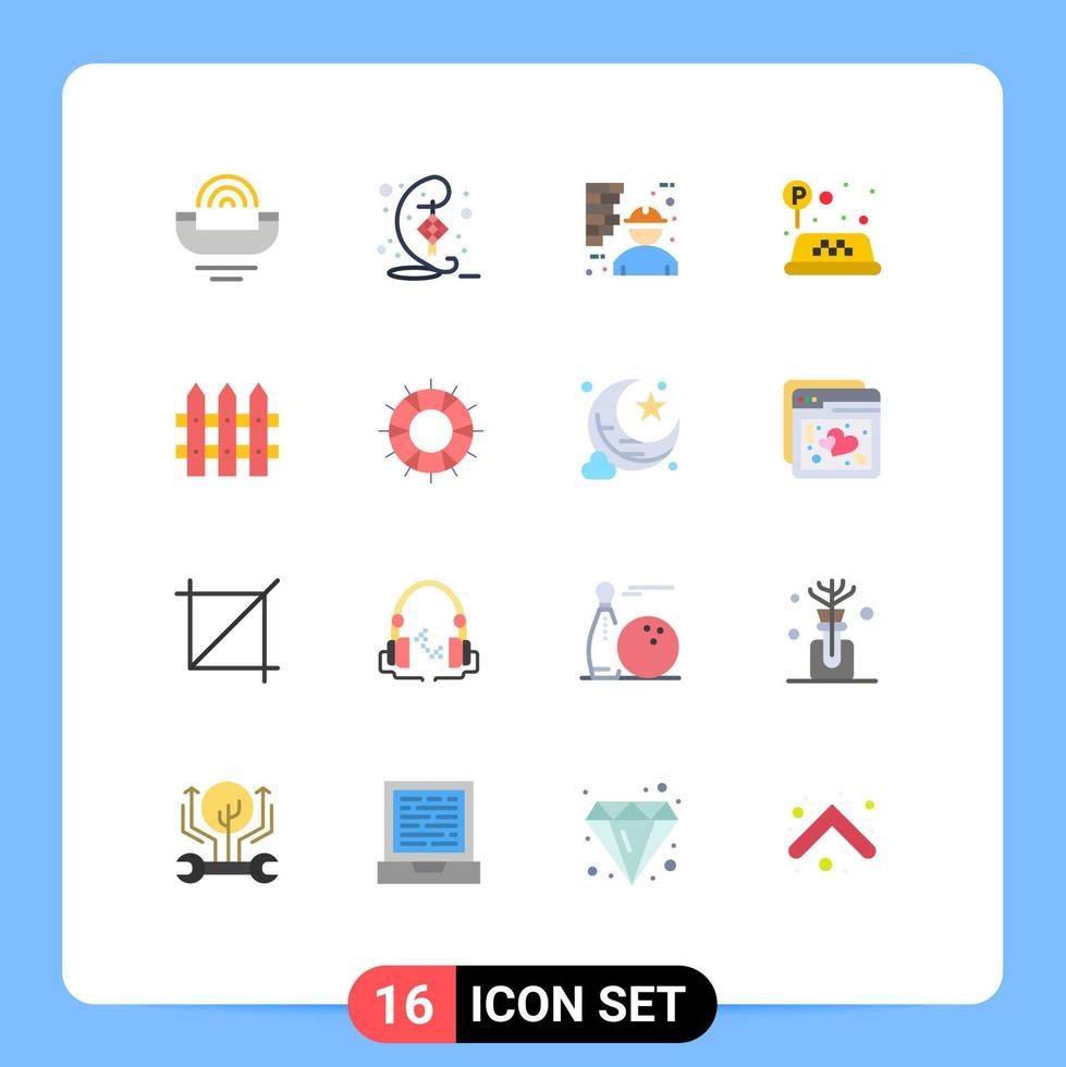 16 Flat Color concept for Websites Mobile and Apps construction taxi hari raya sign man Editable Pack of Creative Vector Design Elements