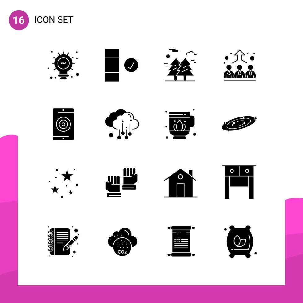 Glyph Icon set Pack of 16 Solid Icons isolated on White Background for responsive Website Design Print and Mobile Applications vector