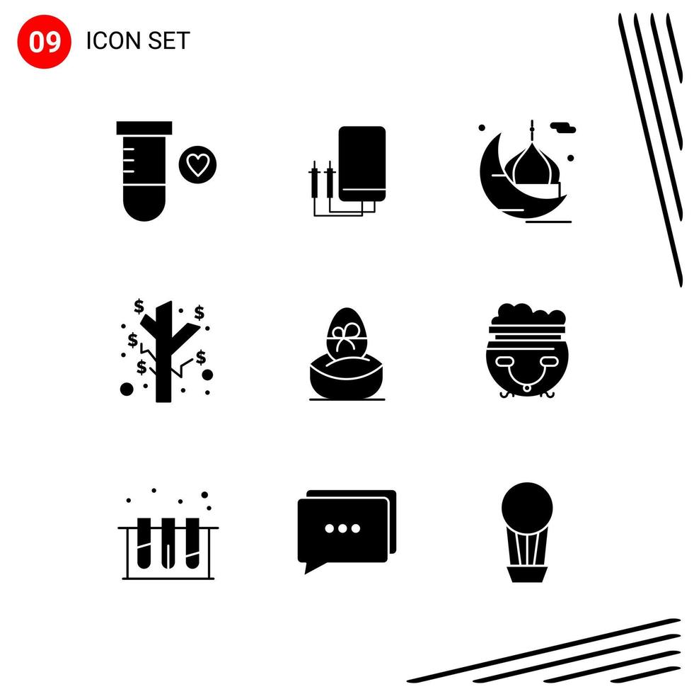 Collection of 9 Vector Icons in solid style Pixle Perfect Glyph Symbols for Web and Mobile Solid Icon Signs on White Background 9 Icons