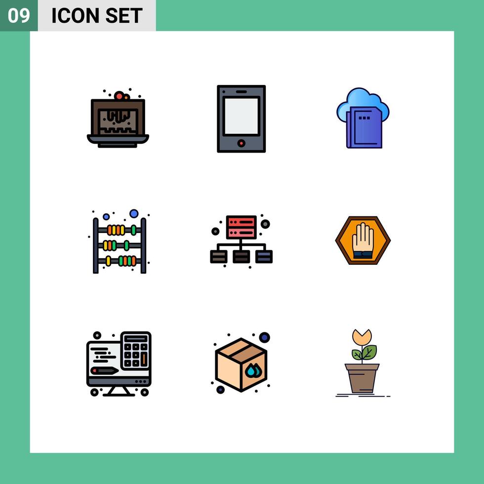 9 iconos creativos, signos y símbolos modernos de pagos, finanzas, tabletas, computación, elementos de diseño vectorial editables vector