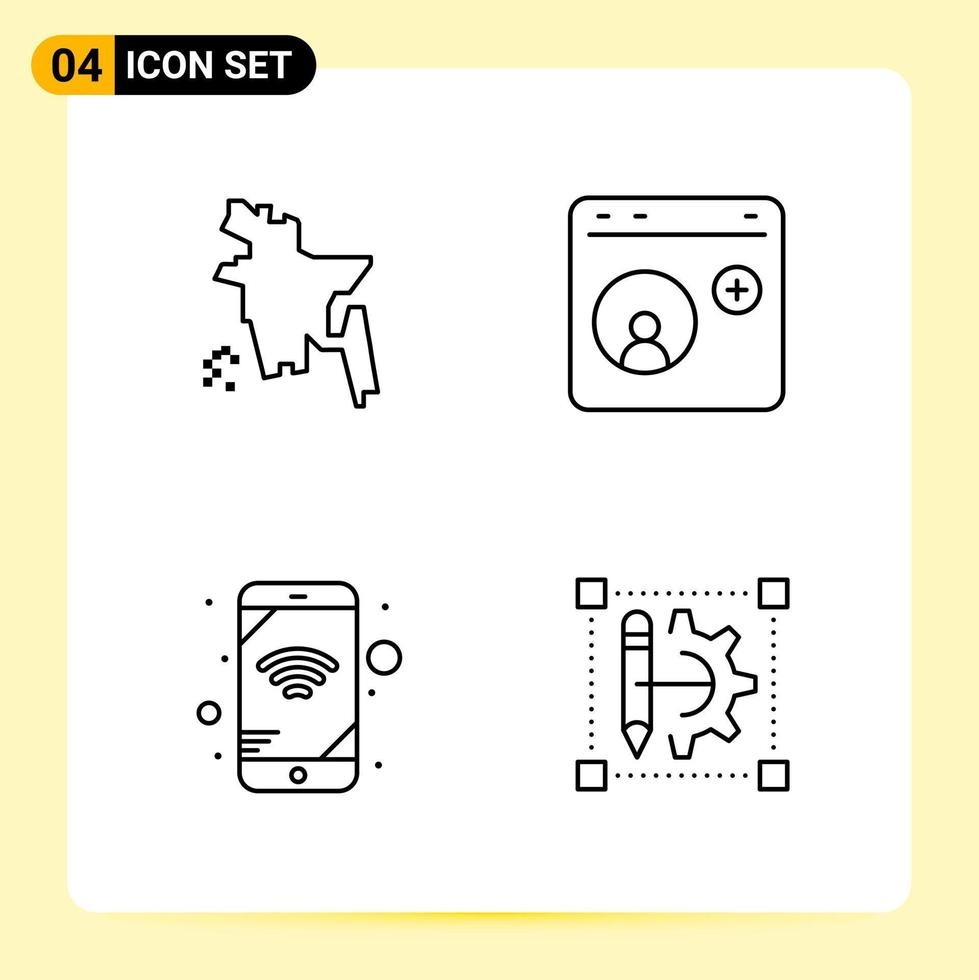 4 Creative Icons for Modern website design and responsive mobile apps 4 Outline Symbols Signs on White Background 4 Icon Pack vector