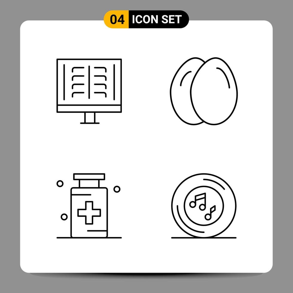 4 Black Icon Pack Outline Symbols Signs for Responsive designs on white background 4 Icons Set vector