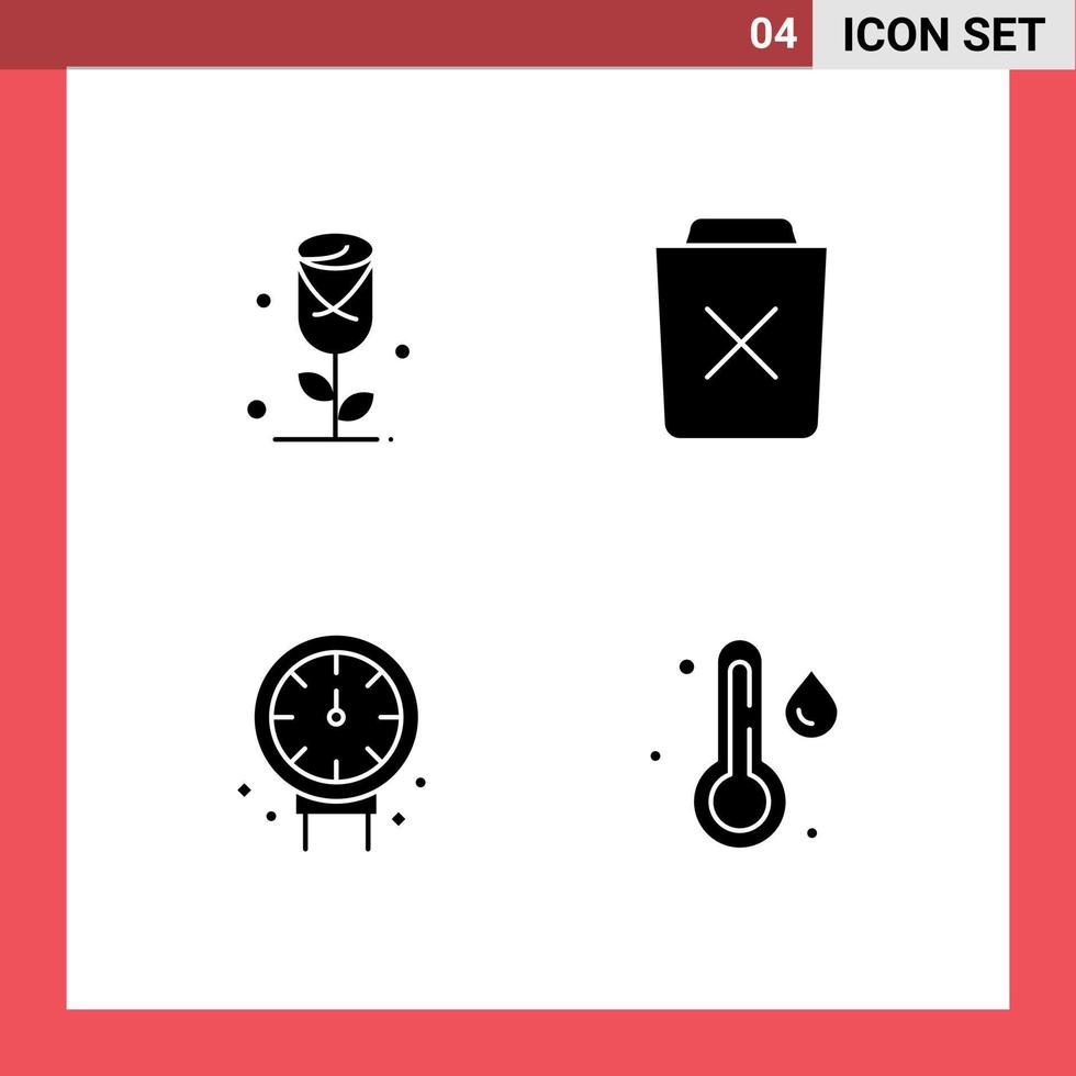 Universal Solid Glyph Signs Symbols of flower mechanical basic remove plumbing Editable Vector Design Elements