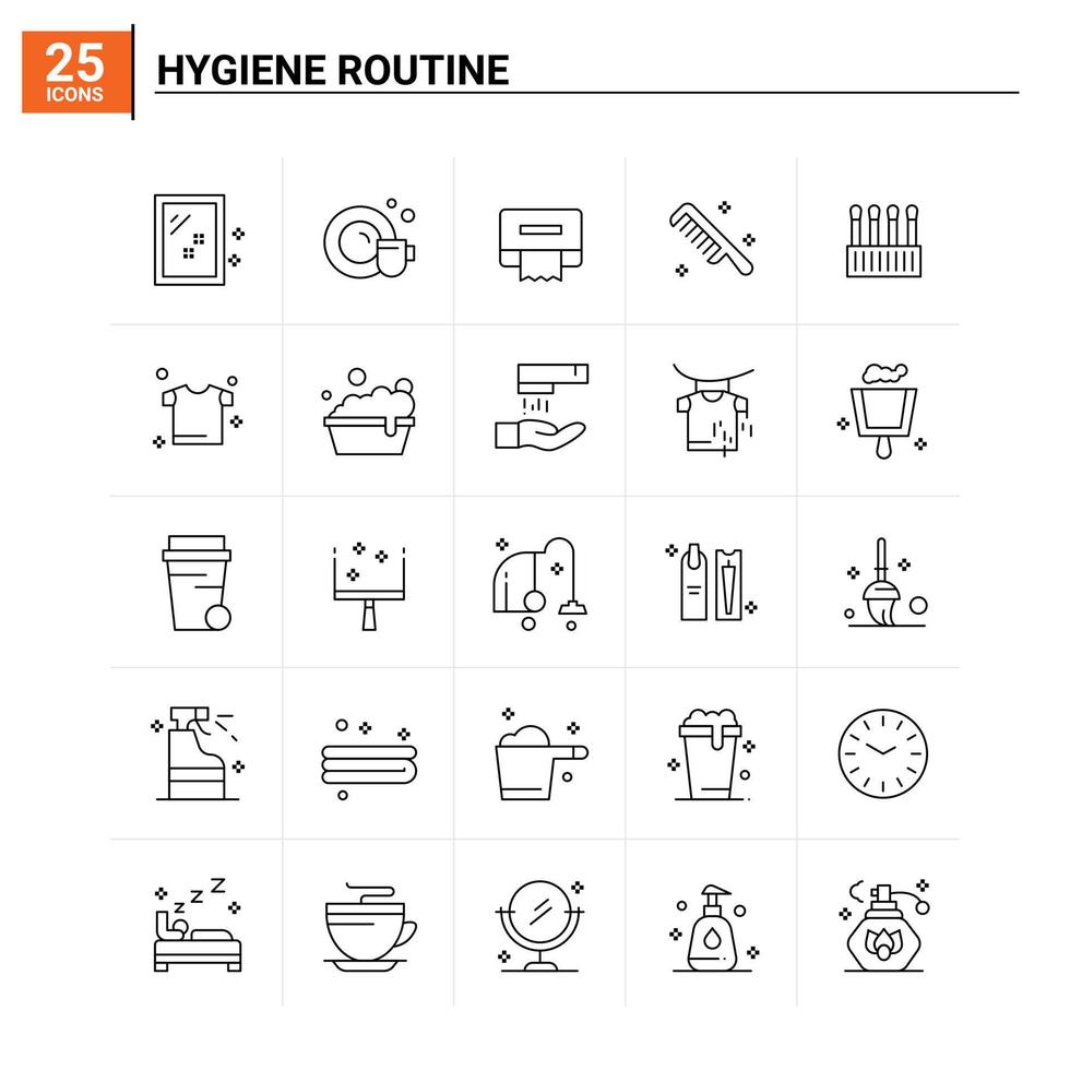 25 Hygiene Routine icon set vector background