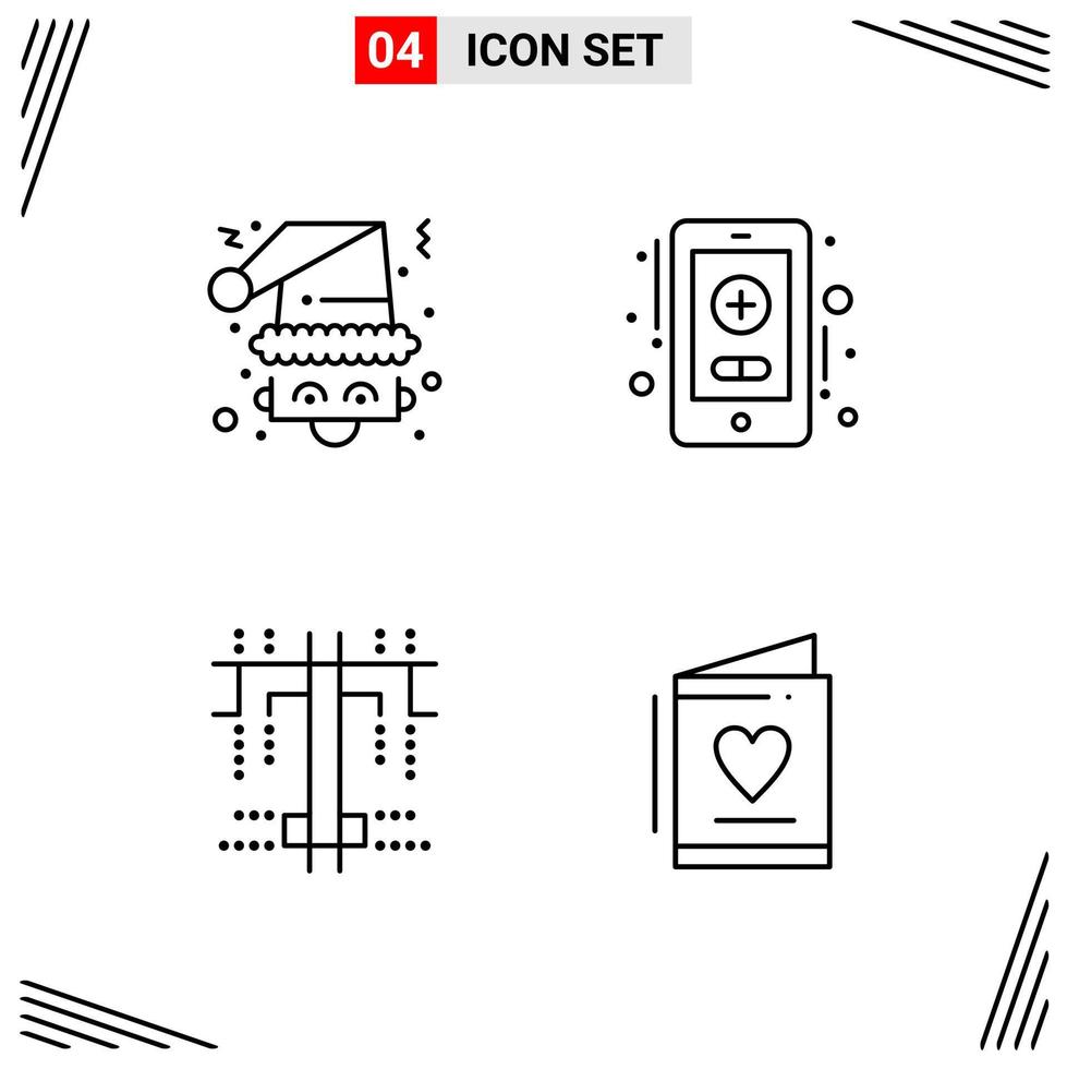 4 Icons Line Style Grid Based Creative Outline Symbols for Website Design Simple Line Icon Signs Isolated on White Background 4 Icon Set vector