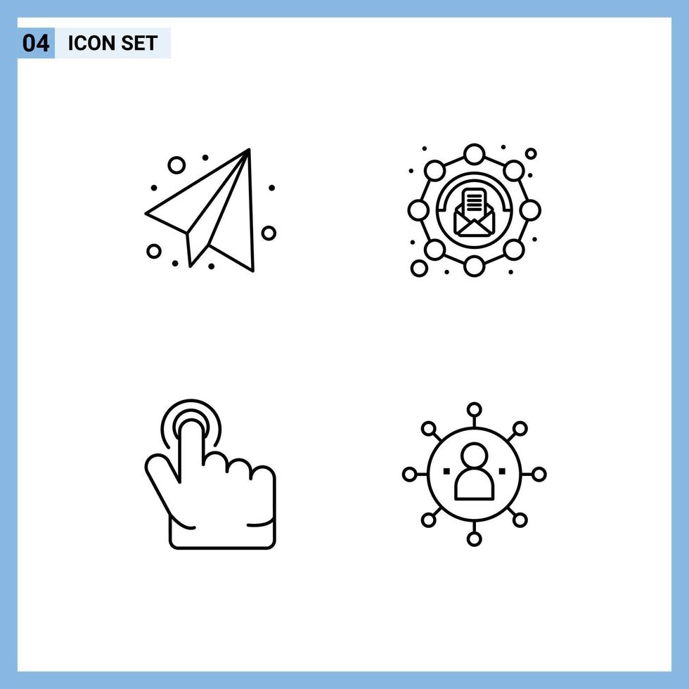 Stock Vector Icon Pack of 4 Line Signs and Symbols for back to school hand affiliate message group Editable Vector Design Elements