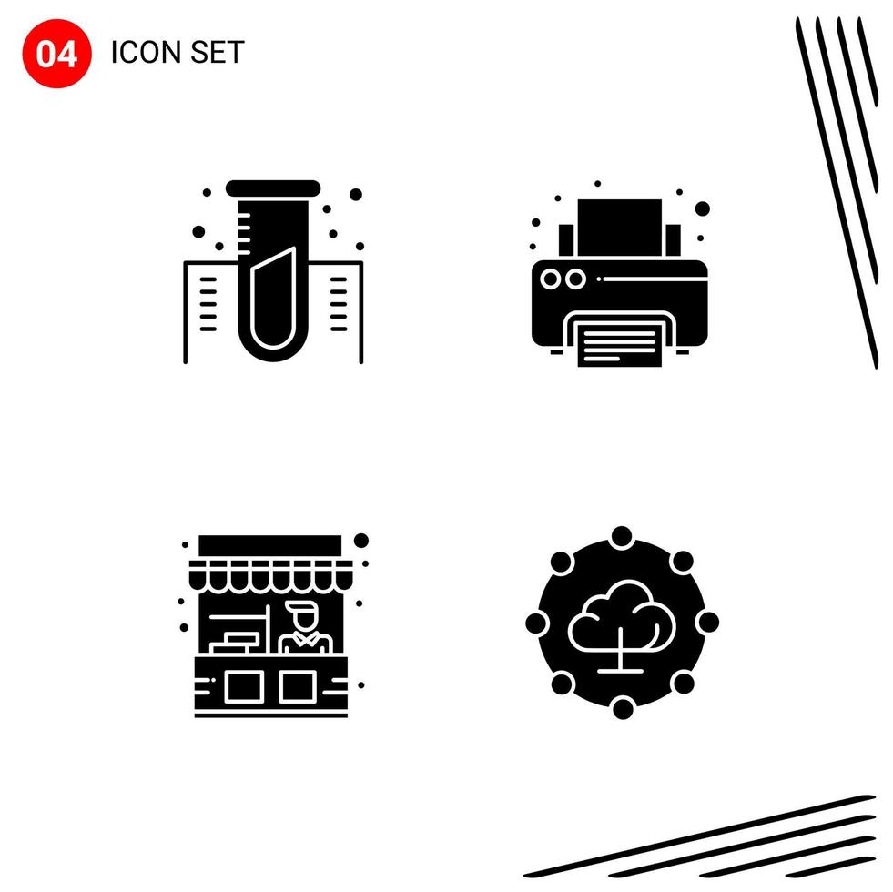 colección de 4 iconos vectoriales en estilo sólido símbolos de glifo perfecto de píxeles para web y signos de iconos sólidos móviles sobre fondo blanco 4 iconos vector