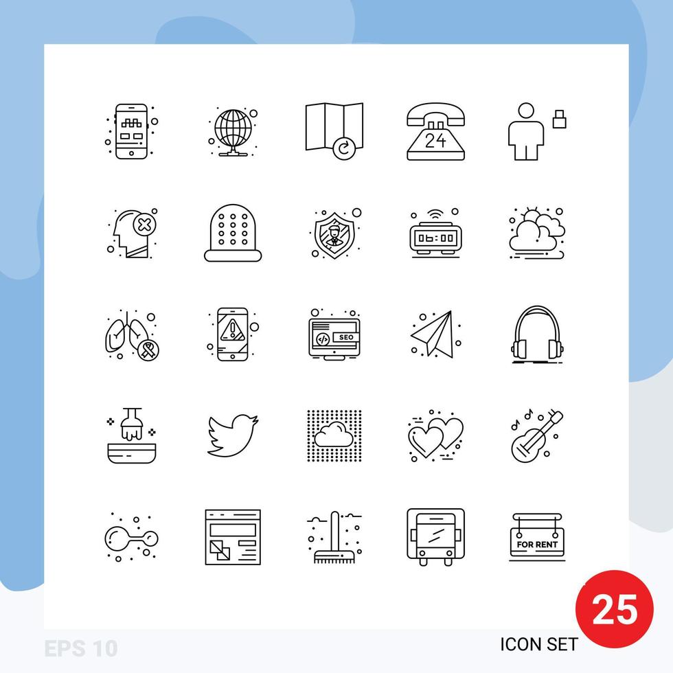 25 Line concept for Websites Mobile and Apps human avatar map conversation communication Editable Vector Design Elements
