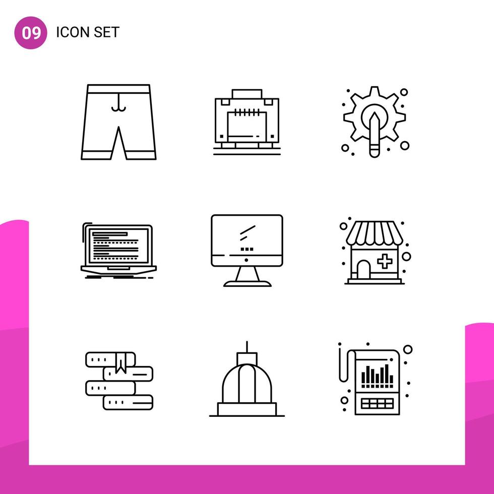 Outline Icon set Pack of 9 Line Icons isolated on White Background for responsive Website Design Print and Mobile Applications vector