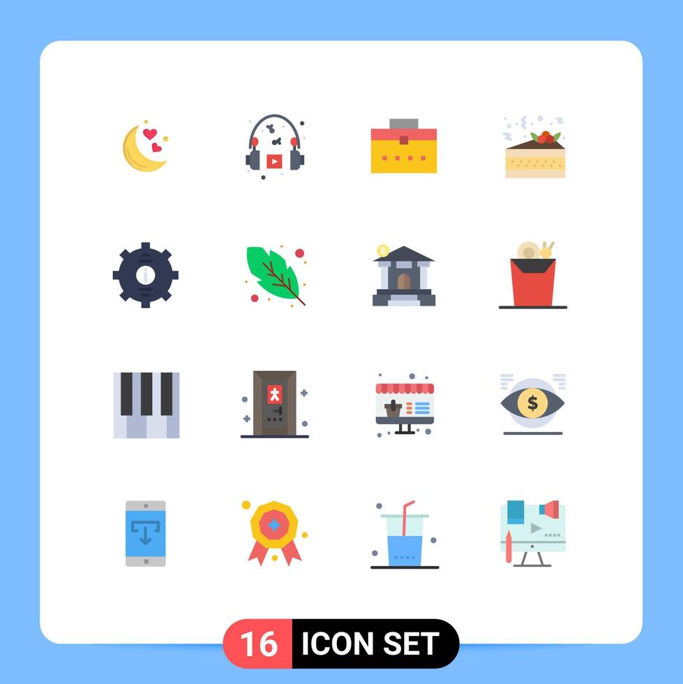 Set of 16 Vector Flat Colors on Grid for help contact bag pizza night Editable Pack of Creative Vector Design Elements