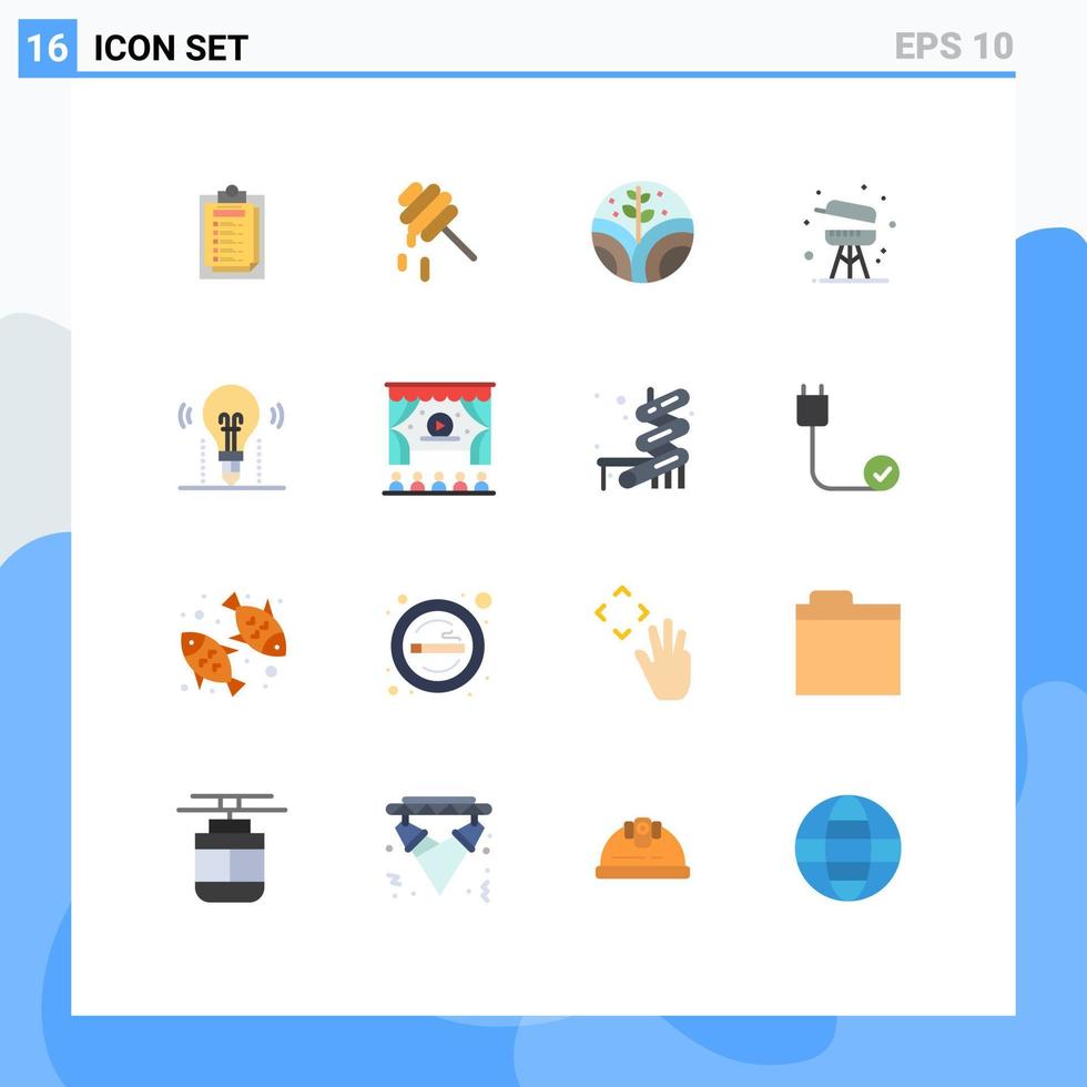 16 iconos creativos signos y símbolos modernos de equipo de idea de planta de bulbo de solución paquete editable de elementos creativos de diseño de vectores