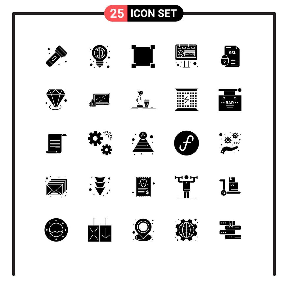 Universal Icon Symbols Group of 25 Modern Solid Glyphs of document banking pen marketing billboard Editable Vector Design Elements