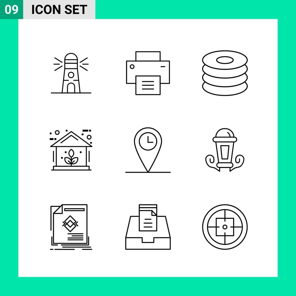 Pack of 9 Line Style Icon Set Outline Symbols for print Creative Signs Isolated on White Background 9 Icon Set vector