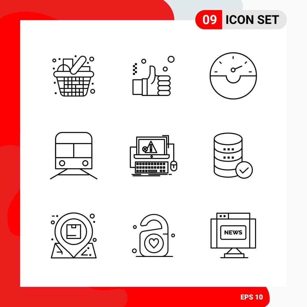 Creative Set of 9 Universal Outline Icons isolated on White Background vector