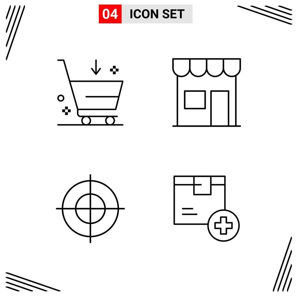 4 Icons Line Style Grid Based Creative Outline Symbols for Website Design Simple Line Icon Signs Isolated on White Background 4 Icon Set vector