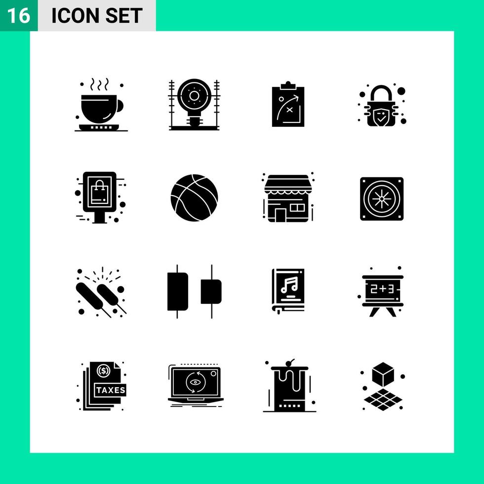 Pack of 16 Solid Style Icon Set Glyph Symbols for print Creative Signs Isolated on White Background 16 Icon Set vector