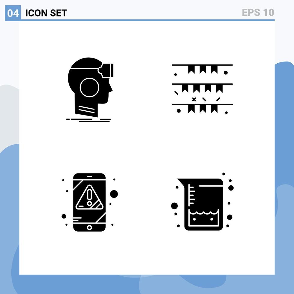 Modern Set of 4 Solid Glyphs and symbols such as vr irish reality flag error Editable Vector Design Elements