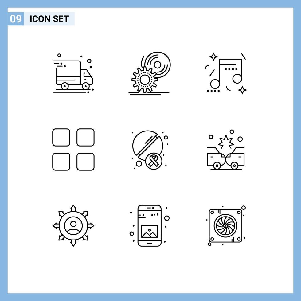 Modern Set of 9 Outlines and symbols such as tablet math celebration education calc Editable Vector Design Elements