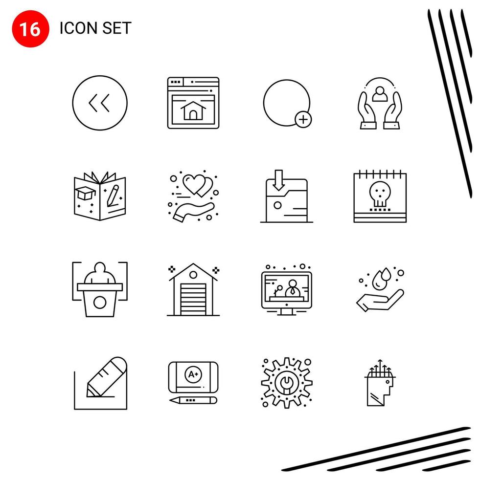 colección de 16 iconos vectoriales en estilo de línea símbolos de contorno perfecto de píxel para signos de icono de línea web y móvil sobre fondo blanco 16 iconos vector