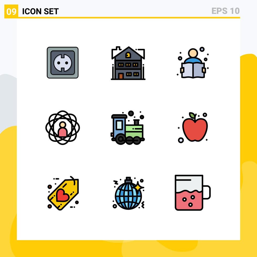 9 User Interface Filledline Flat Color Pack of modern Signs and Symbols of skills person home development study Editable Vector Design Elements