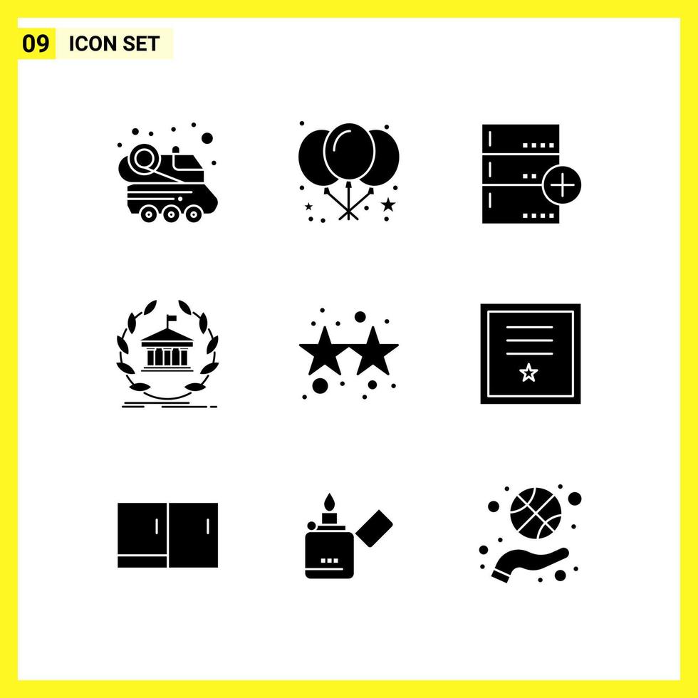 9 Icon Set Simple Solid Symbols Glyph Sign on White Background for Website Design Mobile Applications and Print Media vector