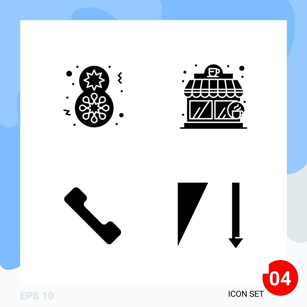 Modern Pack of 4 Icons Solid Glyph Symbols isolated on White Backgound for Website designing vector