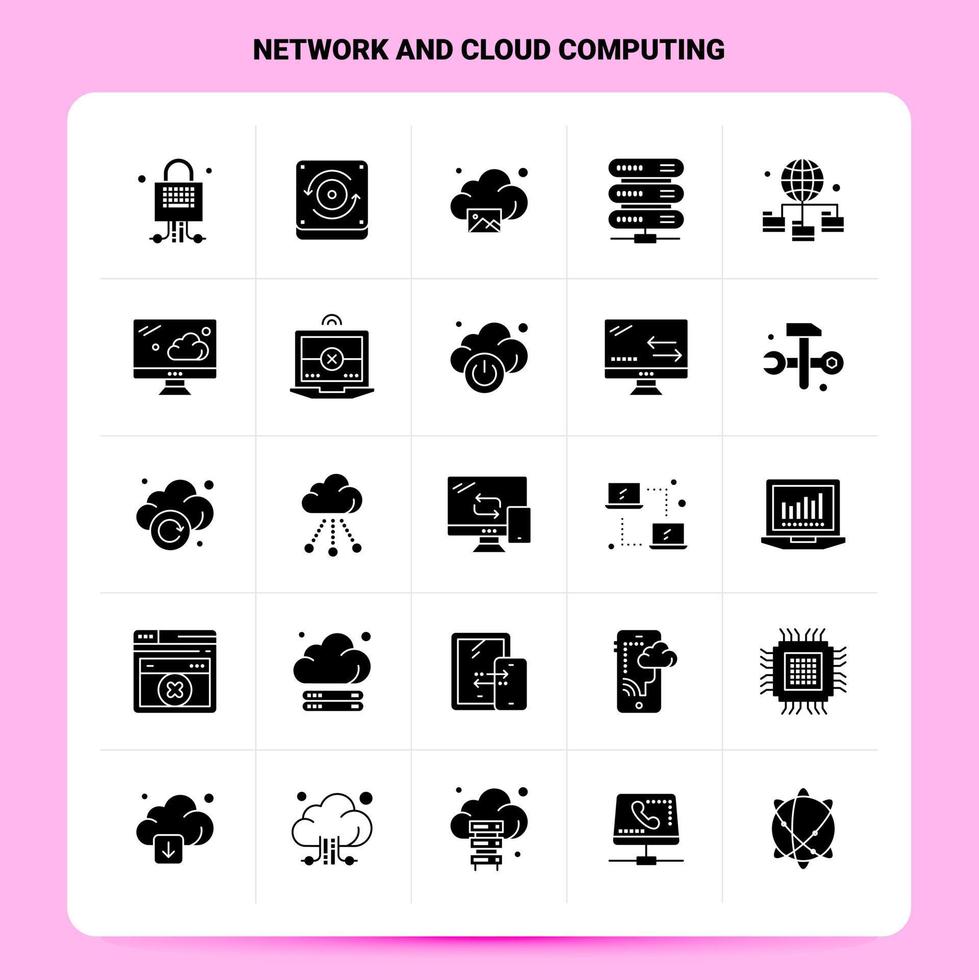 Solid 25 Network And Cloud Computing Icon set Vector Glyph Style Design Black Icons Set Web and Mobile Business ideas design Vector Illustration
