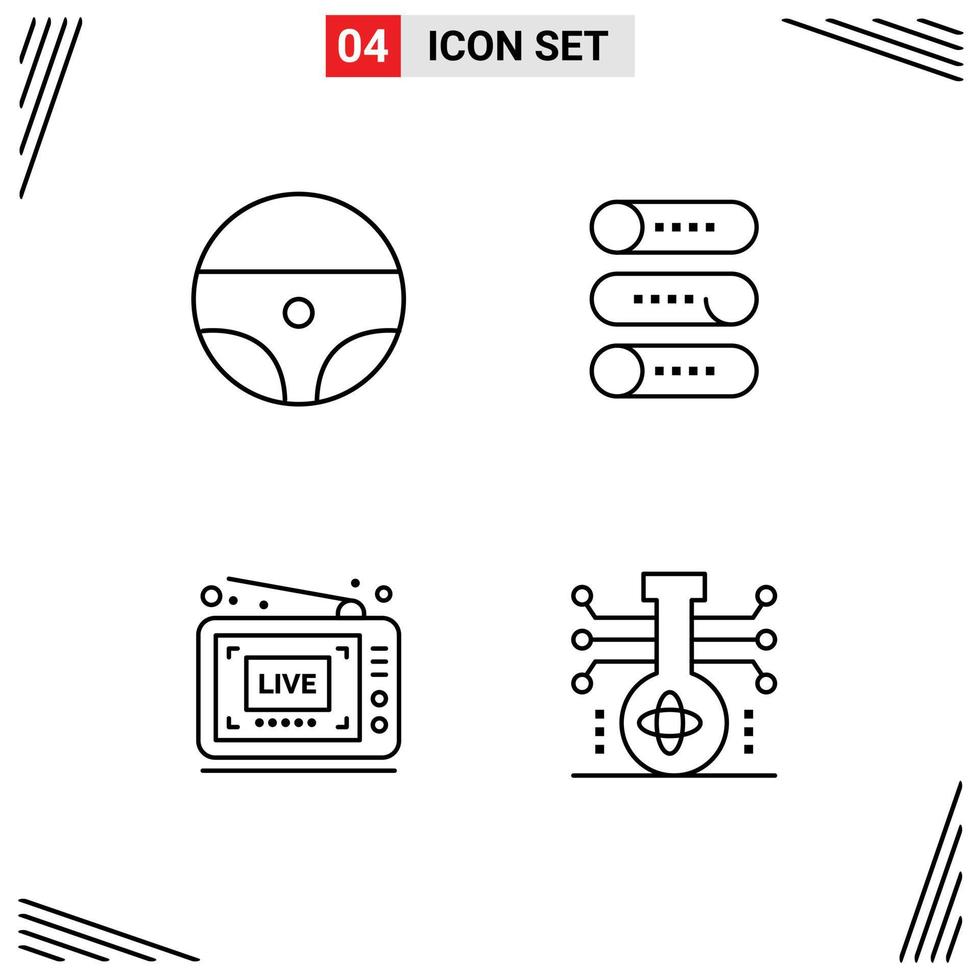 Universal Icon Symbols Group of 4 Modern Filledline Flat Colors of car show setting on off chemistry Editable Vector Design Elements