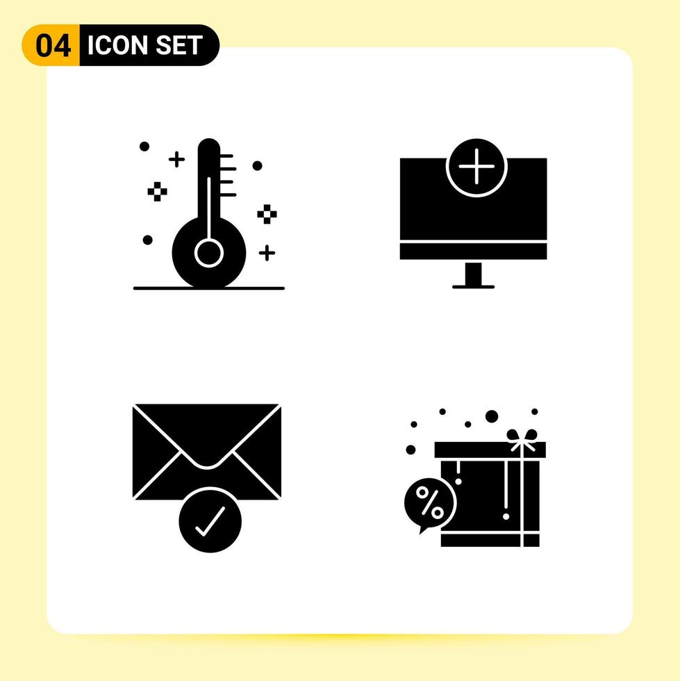 4 Creative Icons for Modern website design and responsive mobile apps 4 Glyph Symbols Signs on White Background 4 Icon Pack vector