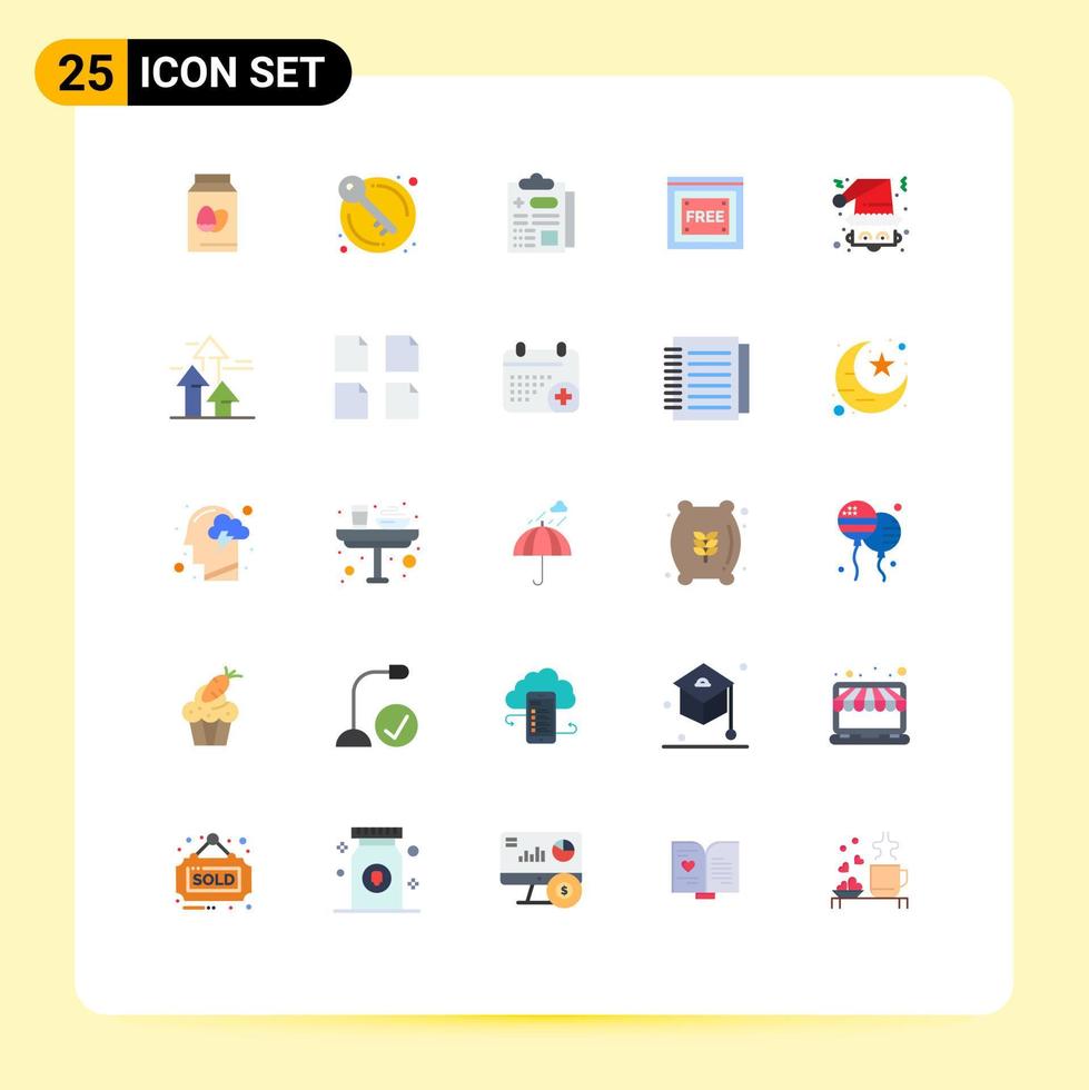 Modern Set of 25 Flat Colors Pictograph of santa christmas healthcare free internet Editable Vector Design Elements
