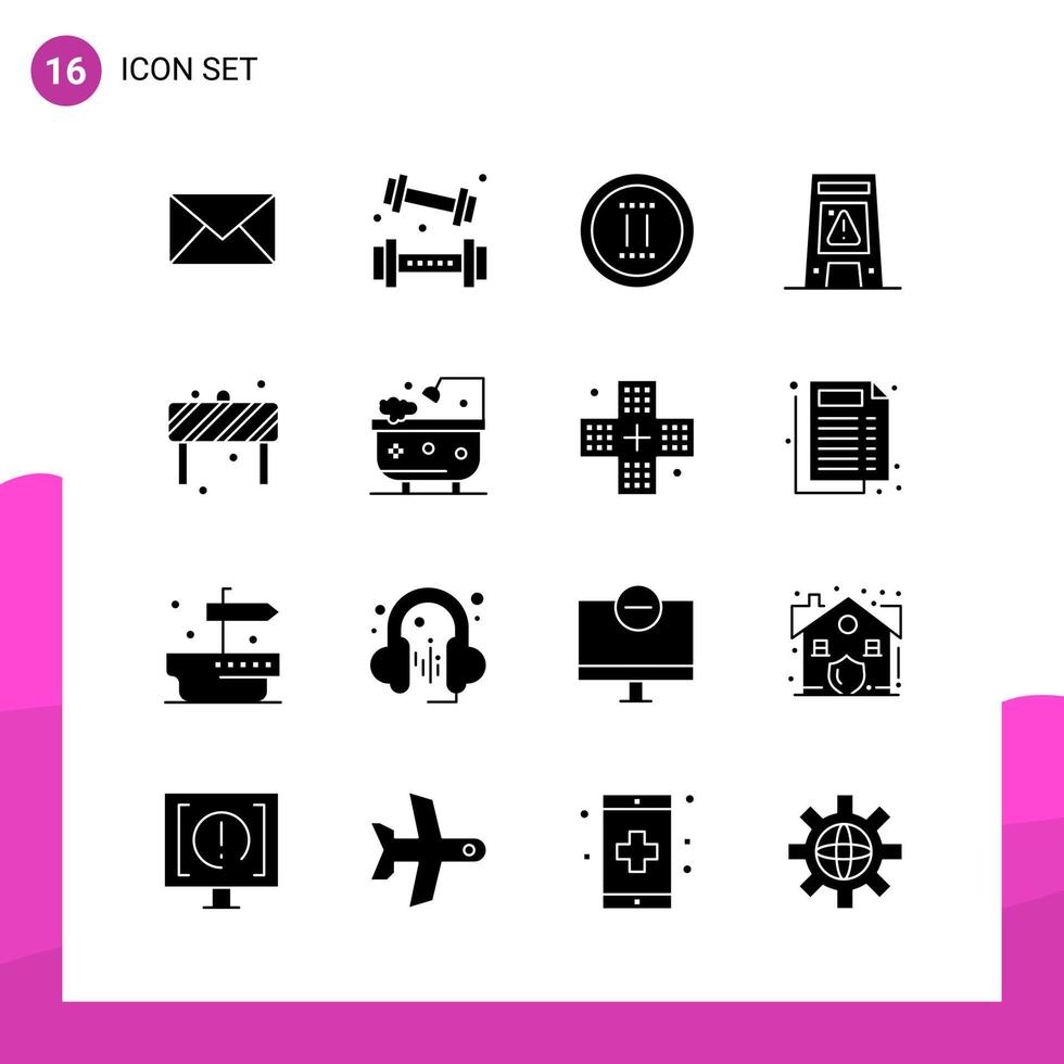 Glyph Icon set Pack of 16 Solid Icons isolated on White Background for responsive Website Design Print and Mobile Applications vector