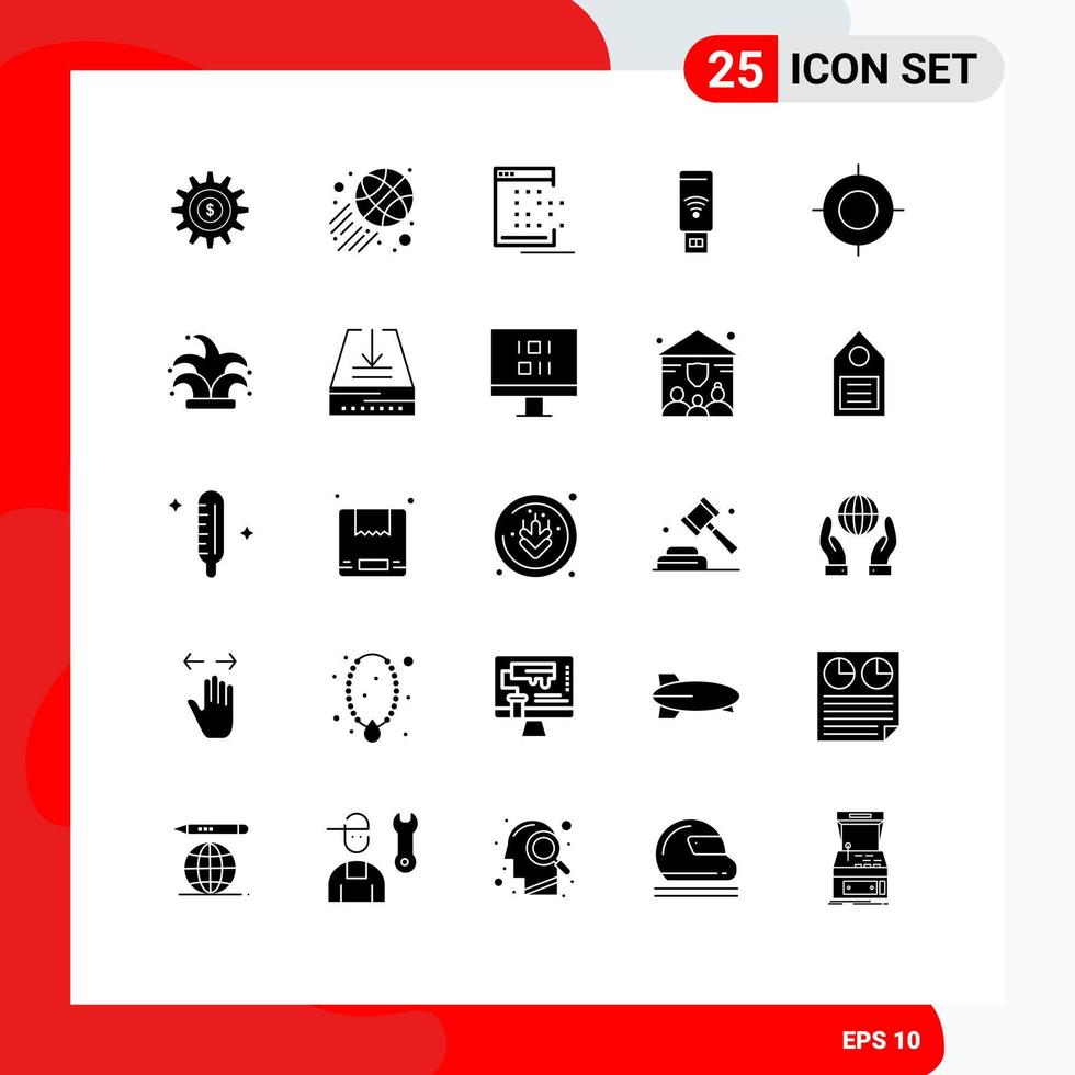 Set of 25 Modern UI Icons Symbols Signs for location signal app servise usb Editable Vector Design Elements
