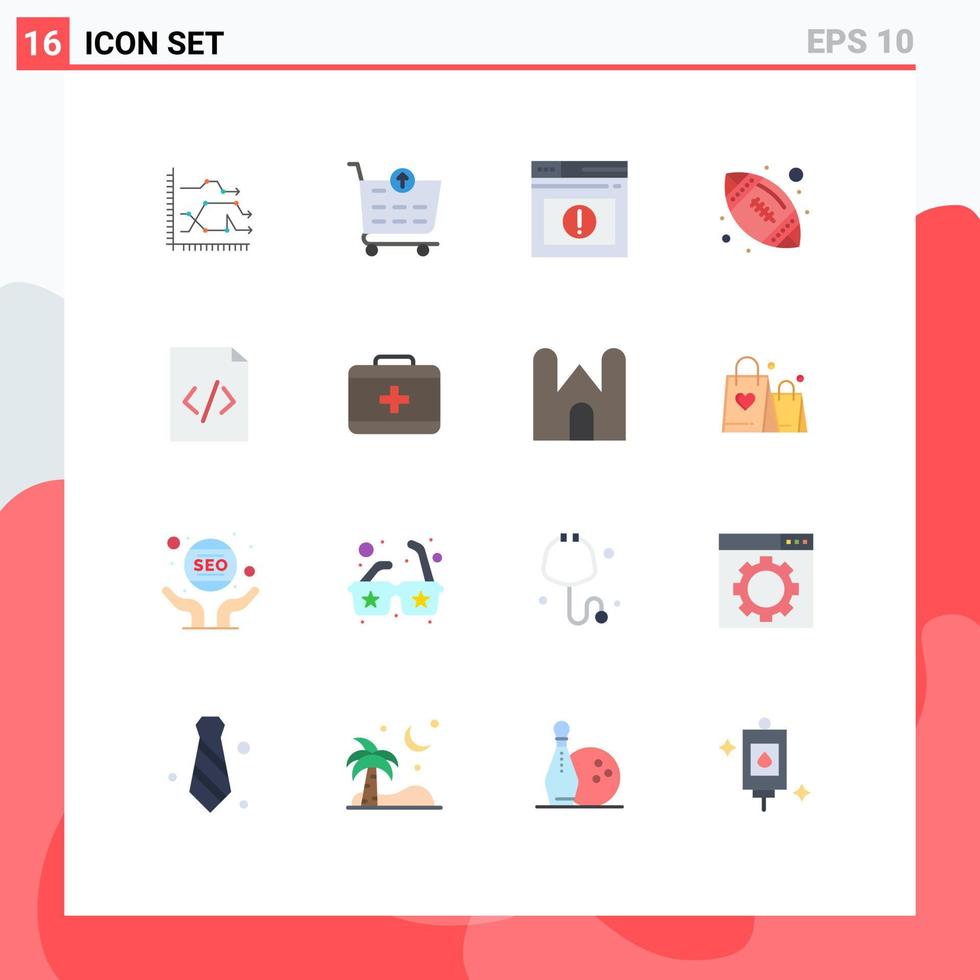 Set of 16 Vector Flat Colors on Grid for document sport shopping cart ball website Editable Pack of Creative Vector Design Elements
