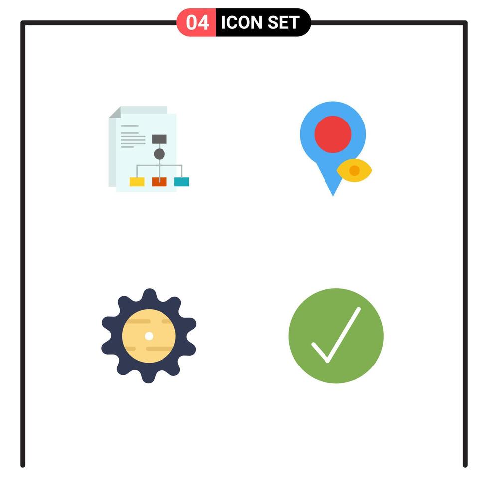 4 Creative Icons Modern Signs and Symbols of presentation cap report map food Editable Vector Design Elements