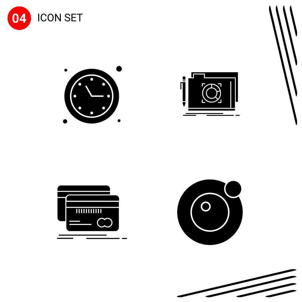 Collection of 4 Vector Icons in solid style Pixle Perfect Glyph Symbols for Web and Mobile Solid Icon Signs on White Background 4 Icons