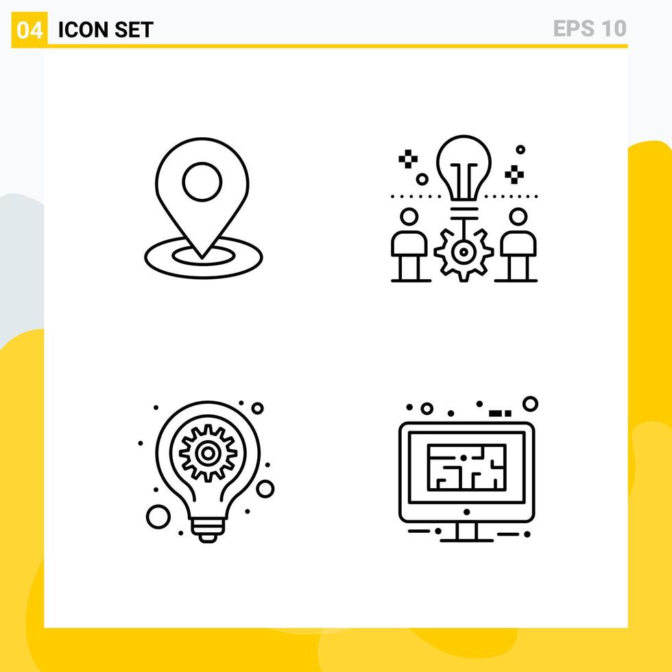 Collection of 4 Universal Line Icons Icon Set for Web and Mobile vector