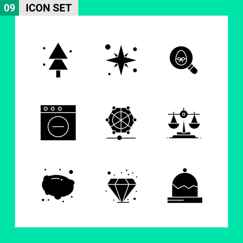 paquete de 9 símbolos de glifo de conjunto de iconos de estilo sólido para imprimir signos creativos aislados en fondo blanco 9 conjunto de iconos vector