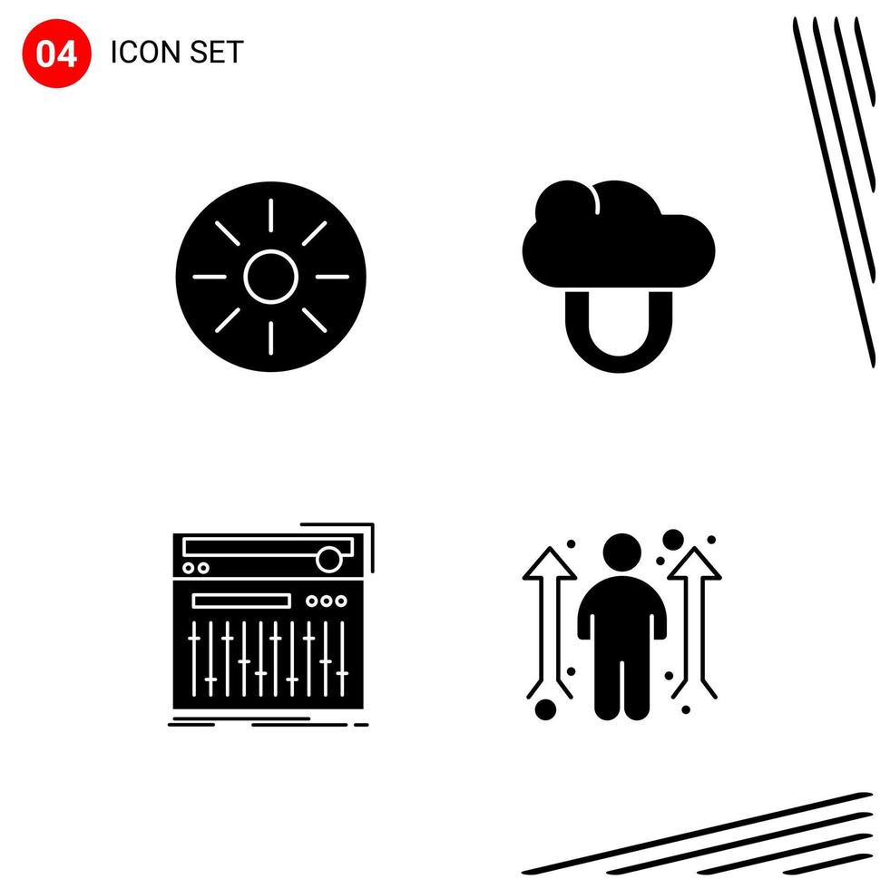 Collection of 4 Vector Icons in solid style Pixle Perfect Glyph Symbols for Web and Mobile Solid Icon Signs on White Background 4 Icons