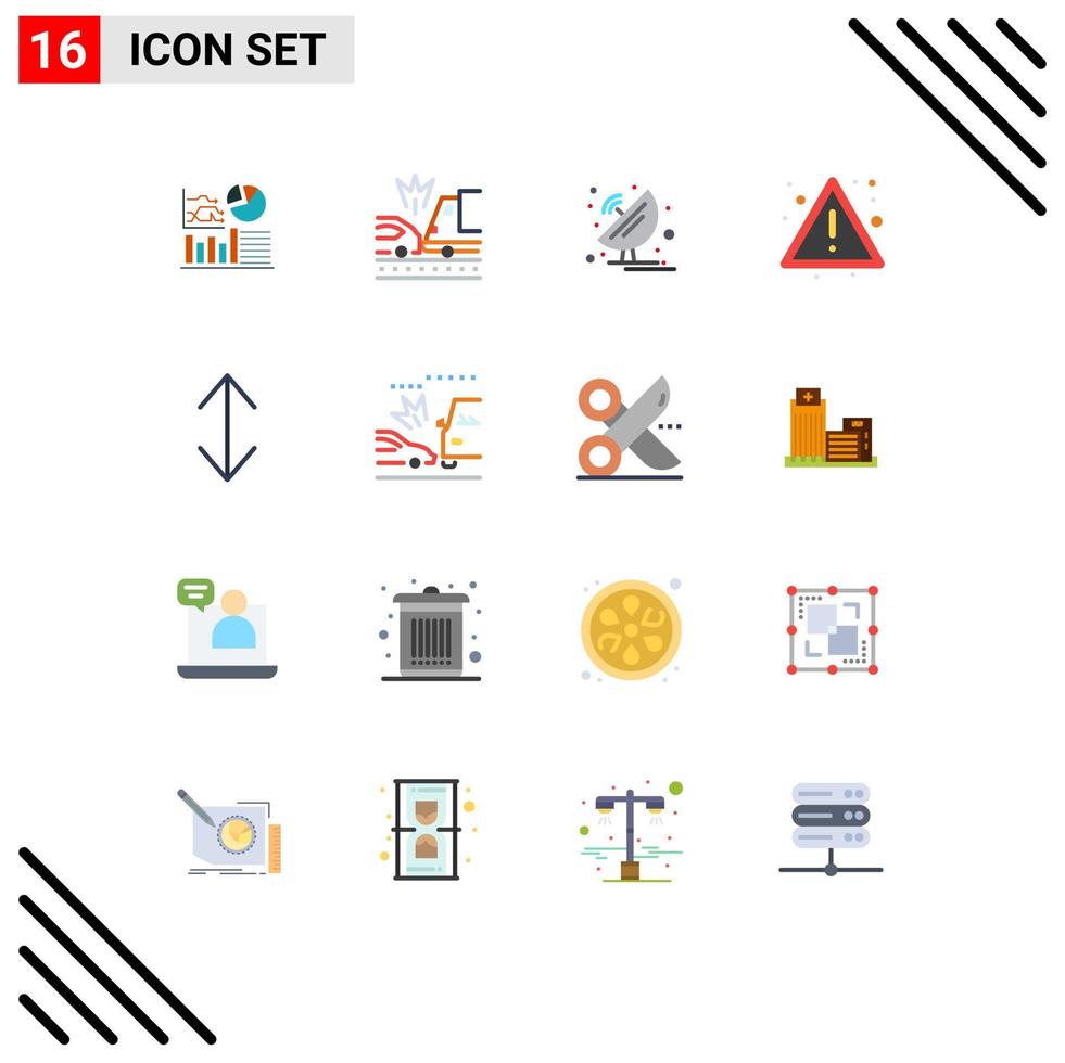 Stock Vector Icon Pack of 16 Line Signs and Symbols for arrow risk antenna fire science Editable Pack of Creative Vector Design Elements