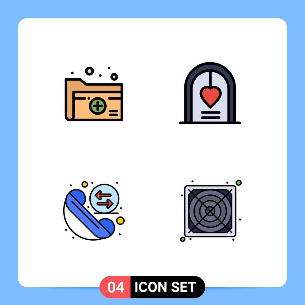 4 User Interface Filledline Flat Color Pack of modern Signs and Symbols of document wedding medical celebration exchange Editable Vector Design Elements
