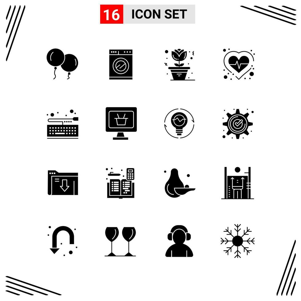 16 Icons Solid Style Grid Based Creative Glyph Symbols for Website Design Simple Solid Icon Signs Isolated on White Background 16 Icon Set vector