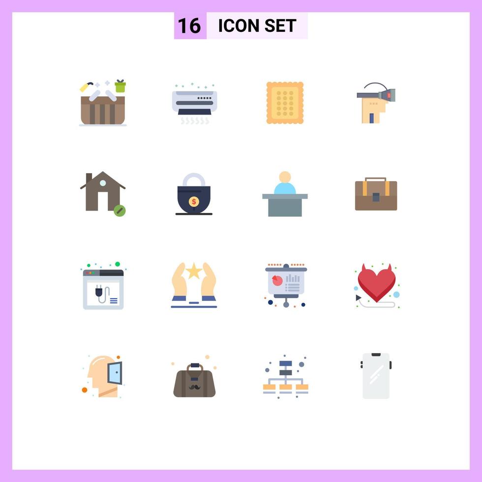 Universal Icon Symbols Group of 16 Modern Flat Colors of technology reality summer virtual food Editable Pack of Creative Vector Design Elements