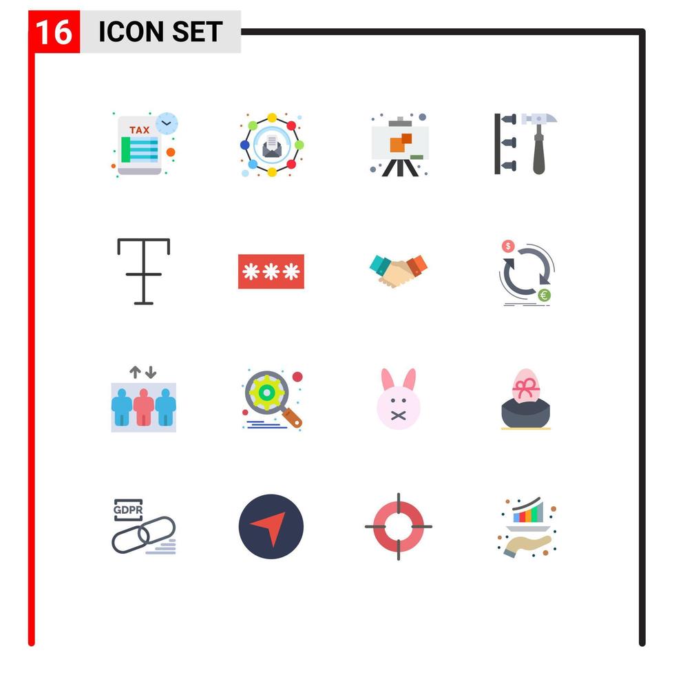 User Interface Pack of 16 Basic Flat Colors of strike font chalkboard inefficient erroneously Editable Pack of Creative Vector Design Elements