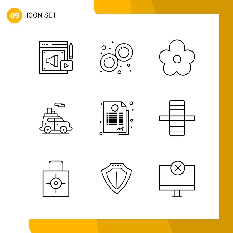 9 Icon Set Line Style Icon Pack Outline Symbols isolated on White Backgound for Responsive Website Designing vector